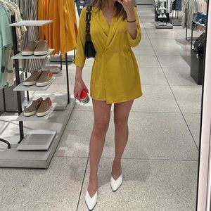Forever 21 yellow mustard skort romper